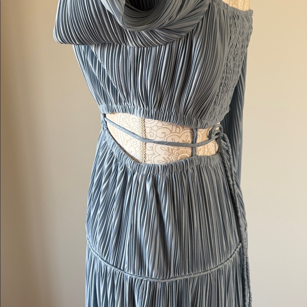 Moon River Long Sleeve Blue Pleated Dress sz M - Picture 11 of 13